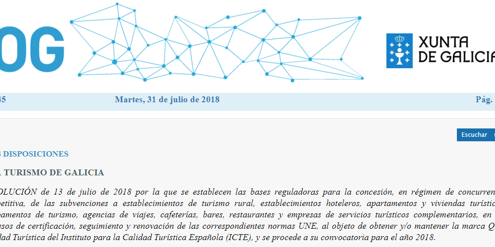 Ayudas para obtener o mantener la marca Q de Calidad Turística